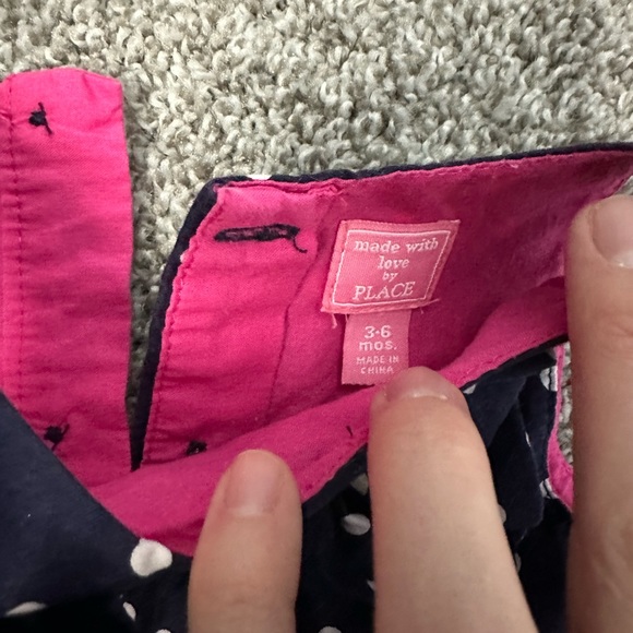 Navy Polka Dotted Baby Dress - Picture 3 of 3